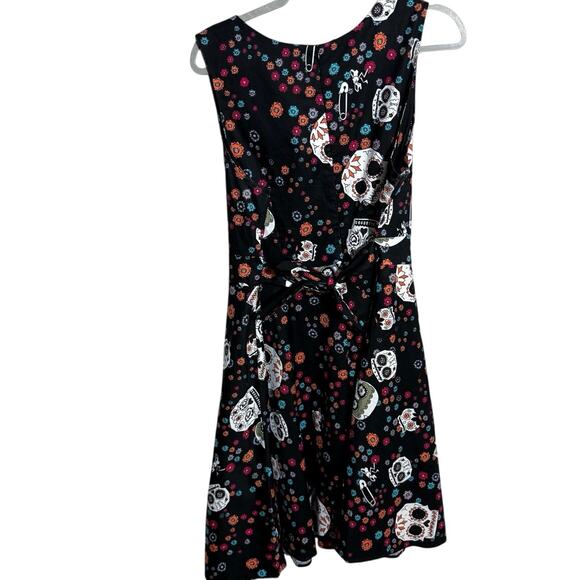 OTEN Sugar Skull Dress Colourful Day Of The Dead Pin Up Rockabilly Sz 2X - Picture 2 of 4